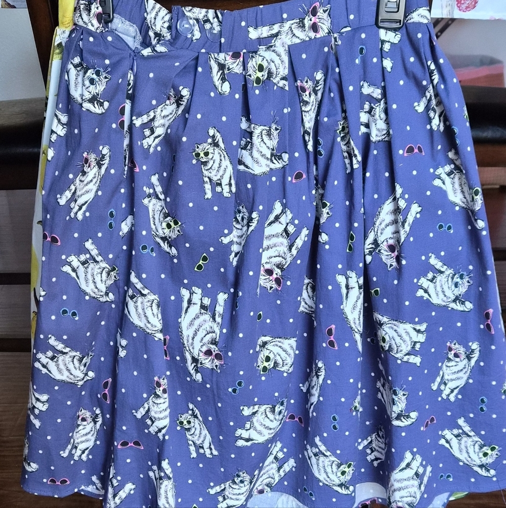 Medium Novelty Skirt Bundle – Lemon Print & Cool Cat Sunglasses A-Line Skirts